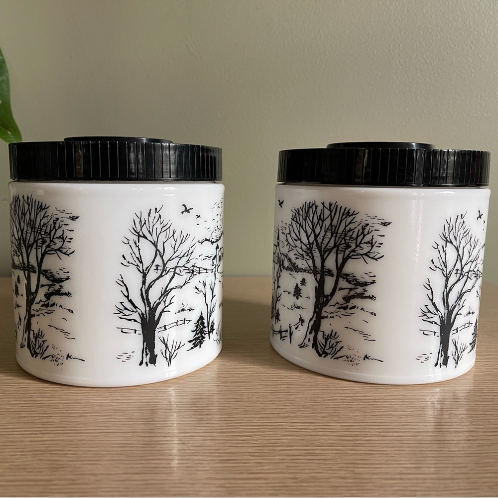 Vintage milk glass canisters - Picture 3 of 11